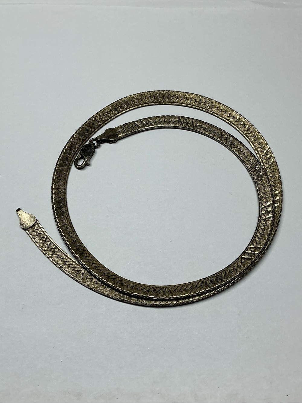 Vintage Sterling Silver Italian Herringbone Flat Necklace. 18 inches long & 19 g